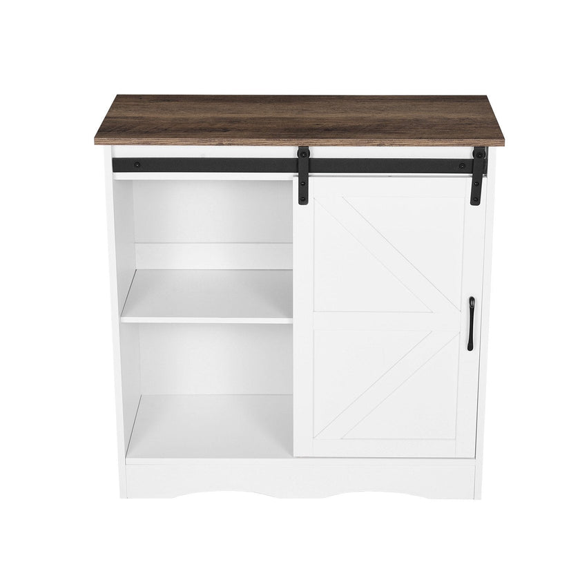 VEVOR Coffee Bar Cabinet 3-Tier Coffee Bar Table with Barn Doors Brown White