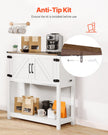 VEVOR Coffee Bar Cabinet 3-Tier Coffee Bar Table with Magnet Doors Brown White
