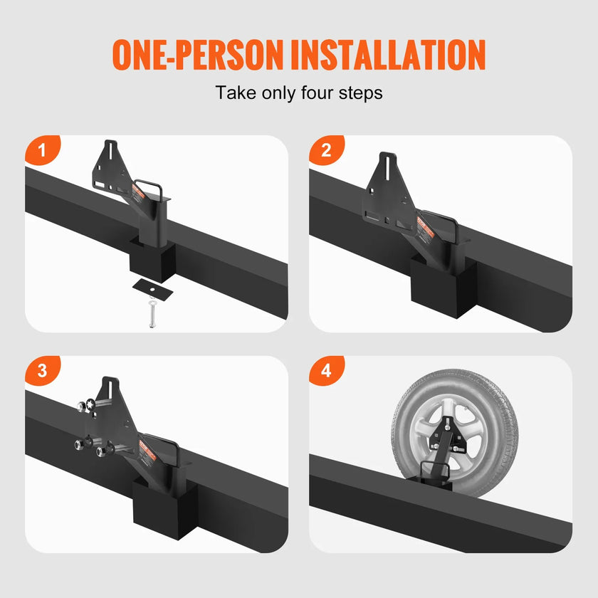VEVOR Spare Tire Carrier, Trailer Spare Tire Mount, 160 lbs Capacity, Utility Trailer Accessories Fits Most 4 & 5 & 6 & 8 Lugs Wheels on 4