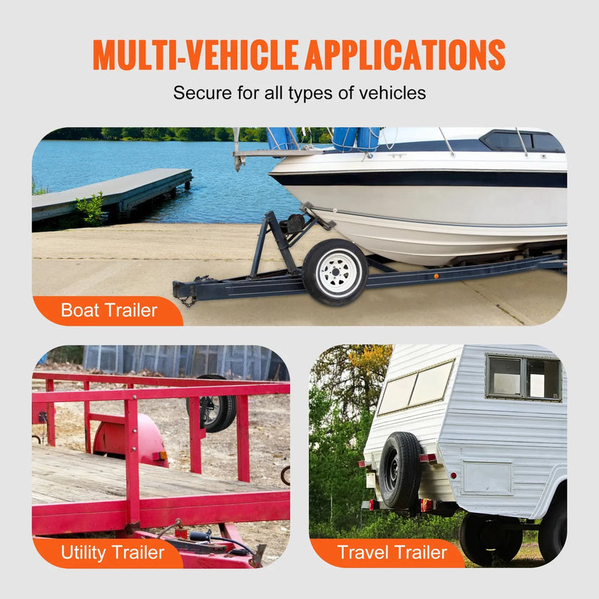 VEVOR Spare Tire Carrier, Trailer Spare Tire Mount, 160 lbs Capacity, Utility Trailer Accessories Fits Most 4 & 5 & 6 & 8 Lugs Wheels on 4