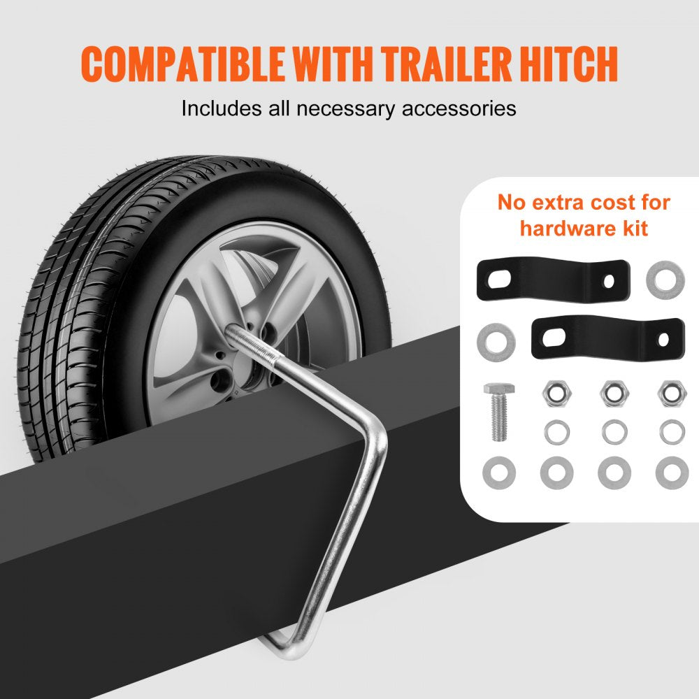 VEVOR U-Bolt Spare Tire Carrier, Zinc Plated Spare Tire Holder Bracket with Lock, 160 lbs Capacity, Fits Most 4 & 5 Lugs Wheels on 4