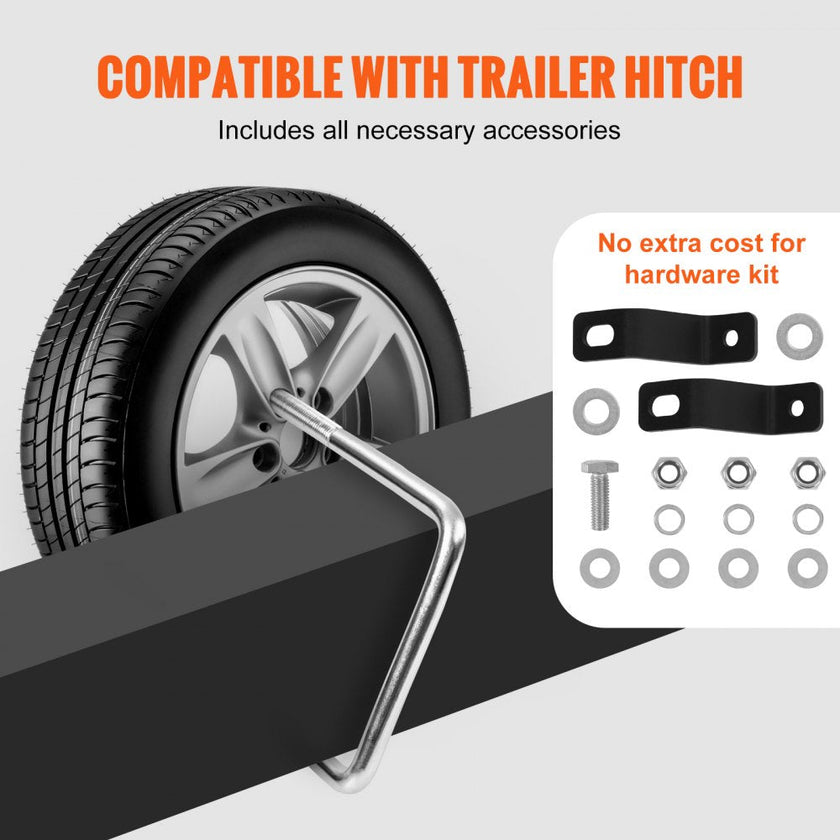VEVOR U-Bolt Spare Tire Carrier, Zinc Plated Spare Tire Holder Bracket with Lock, 160 lbs Capacity, Fits Most 4 & 5 Lugs Wheels on 4