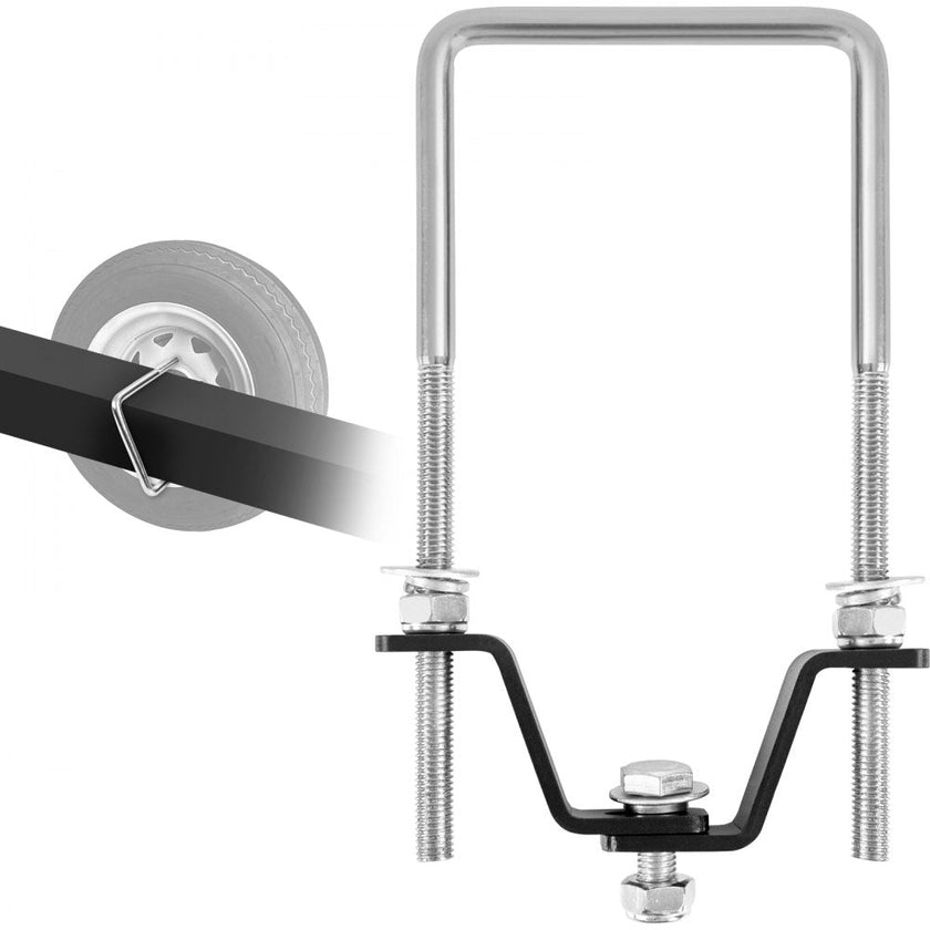 VEVOR U-Bolt Spare Tire Carrier, Zinc Plated Spare Tire Holder Bracket with Lock, 160 lbs Capacity, Fits Most 4 & 5 Lugs Wheels on 4