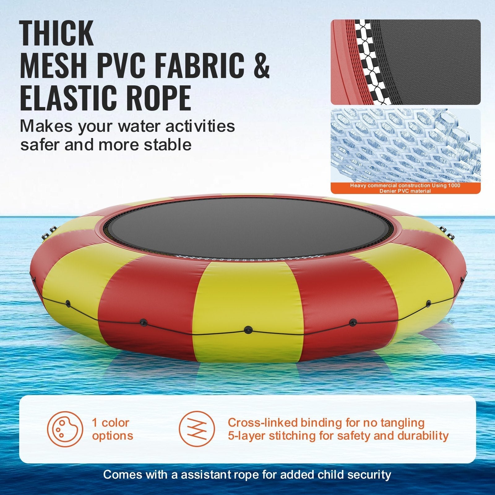 17ft Inflatable Water Bouncer,  Recreational Water Trampoline, Portable Bounce Swim Platform with 5-Step Ladder & Electric Air Pump, Kids Adults Floating Rebounder for Pool, Lake, Water Sports