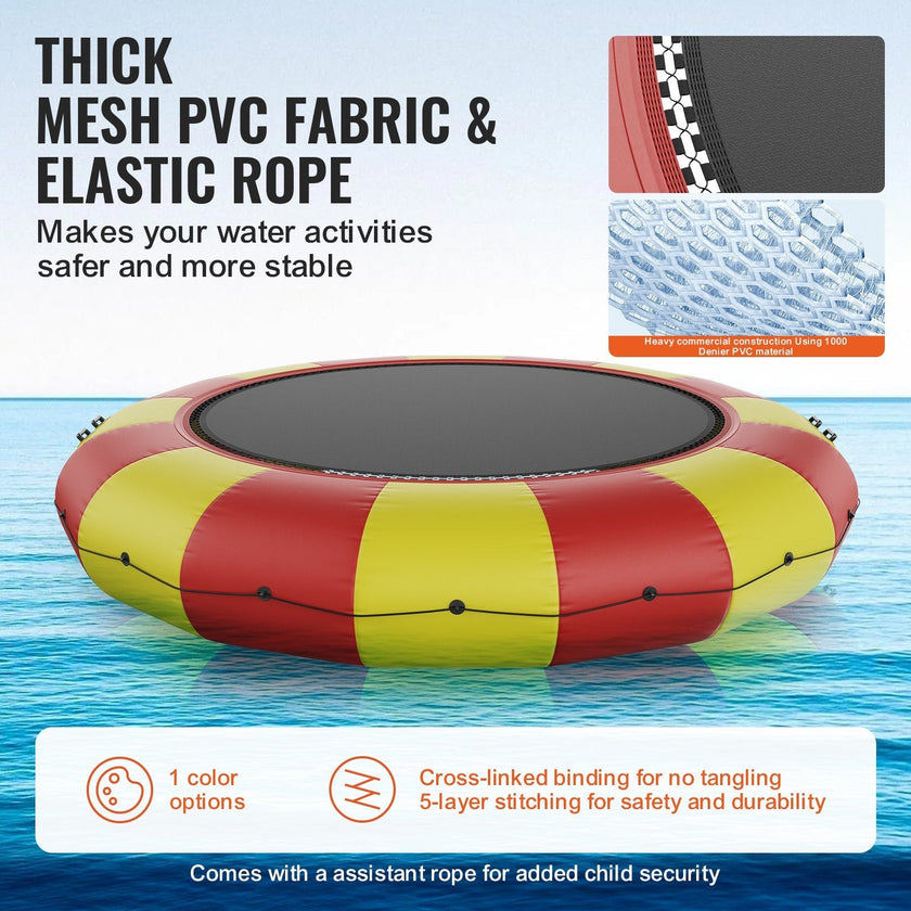 17ft Inflatable Water Bouncer,  Recreational Water Trampoline, Portable Bounce Swim Platform with 5-Step Ladder & Electric Air Pump, Kids Adults Floating Rebounder for Pool, Lake, Water Sports