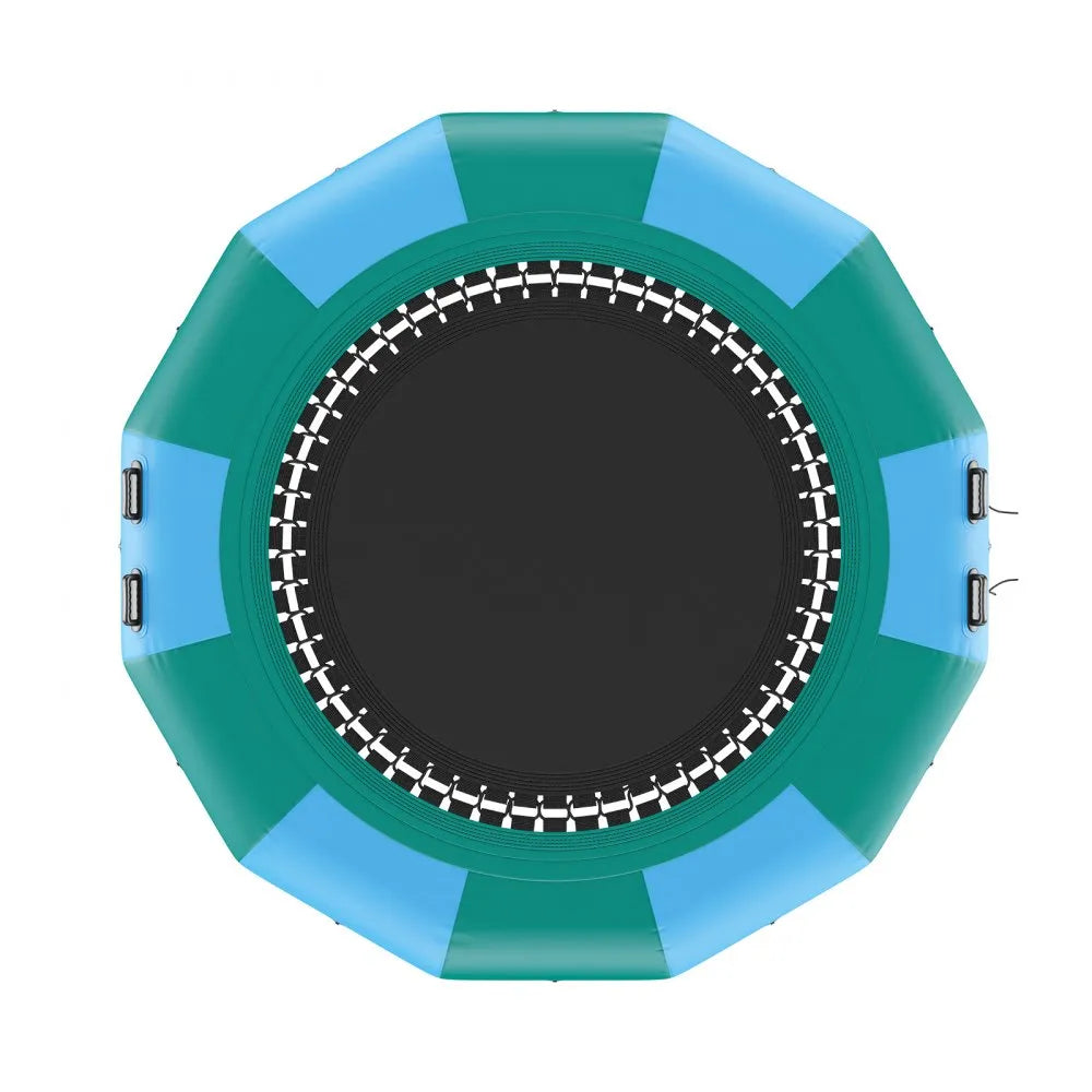 VEVOR Inflatable Water Bouncer, 12ft Recreational Water Trampoline, Portable Bounce Swim Platform with 3-Step Ladder & Electric Air Pump, Kids Adults Floating Rebounder for Pool, Lake, Water Sports