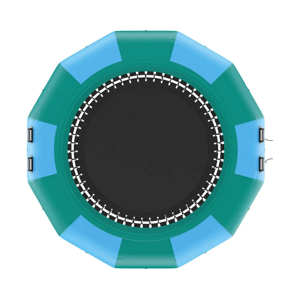 VEVOR Inflatable Water Bouncer, 12ft Recreational Water Trampoline, Portable Bounce Swim Platform with 3-Step Ladder & Electric Air Pump, Kids Adults Floating Rebounder for Pool, Lake, Water Sports