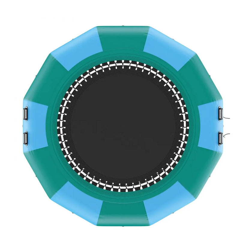 VEVOR Inflatable Water Bouncer, 12ft Recreational Water Trampoline, Portable Bounce Swim Platform with 3-Step Ladder & Electric Air Pump, Kids Adults Floating Rebounder for Pool, Lake, Water Sports