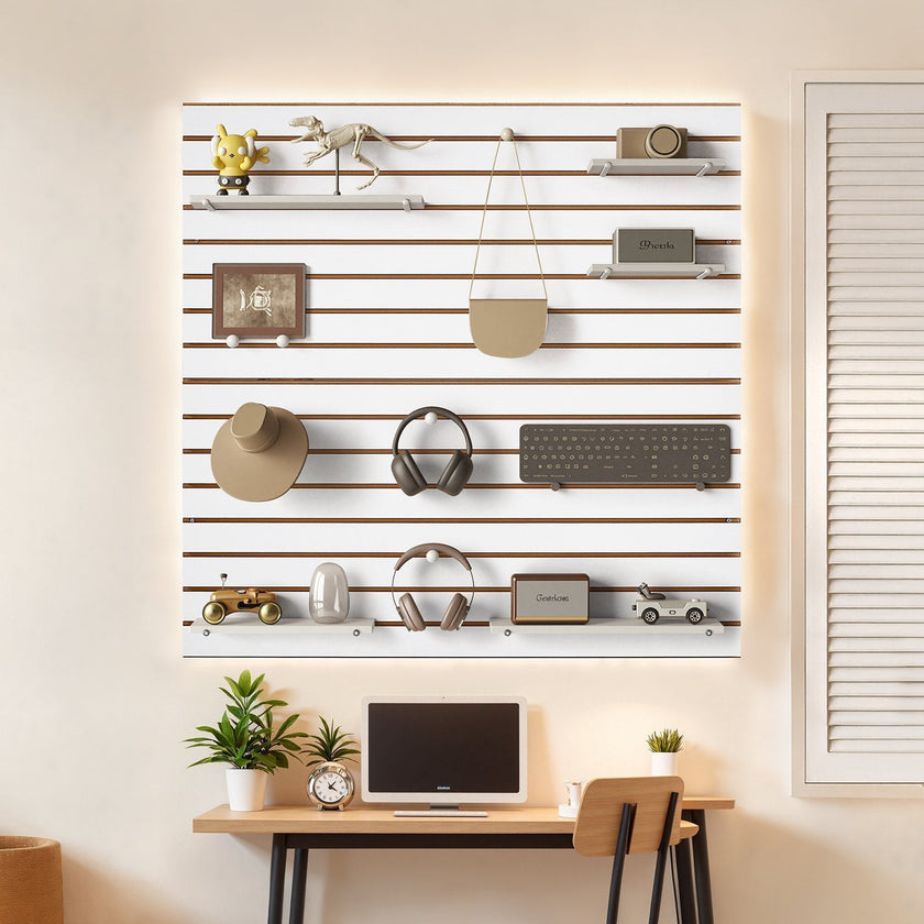 VEVOR 4 x 4 ft Slat Wall Paneling MDF White Garage Slatwall with Modular Design