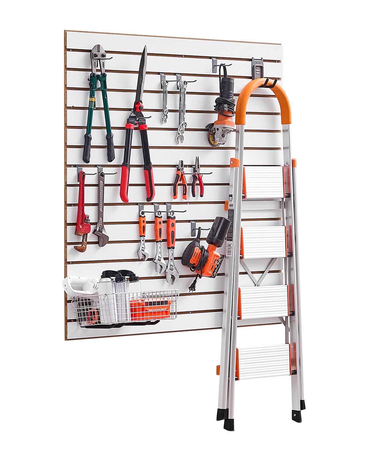 VEVOR 4 x 4 ft Slat Wall Paneling MDF White Garage Slatwall with Modular Design