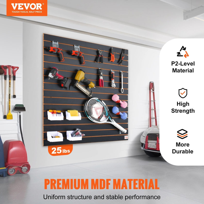 VEVOR Slatwall Panels, 4 ft x 2 ft Black Garage Wall Panels 24