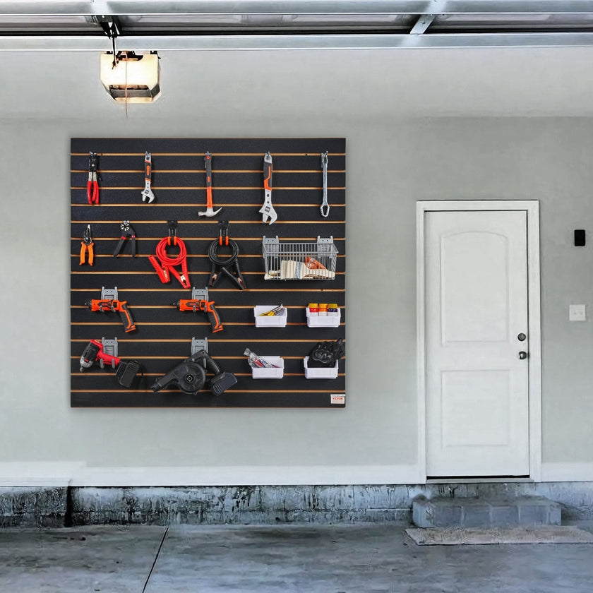 VEVOR Slatwall Panels, 4 ft x 2 ft Black Garage Wall Panels 24