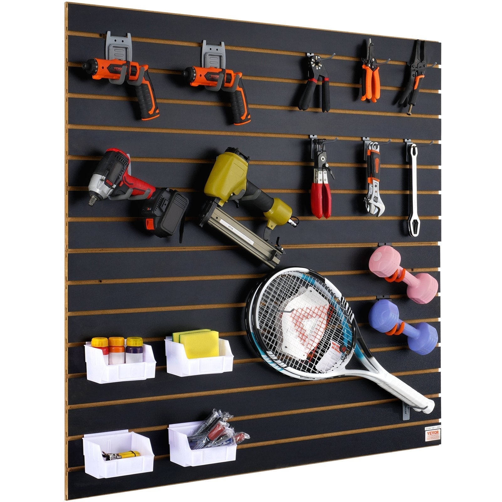 VEVOR Slatwall Panels, 4 ft x 2 ft Black Garage Wall Panels 24