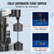 VEVOR Utility Sink Pump, 1/3 HP, 120-Volt, 2900 GPH Flow, 25 ft Head, Under-Sink Sump Pump System with 6 Gallon Basin, Automatic Utility/Laundry Sink Pump, Drain Pump with 1-1/2