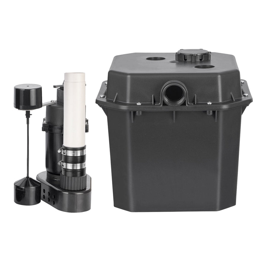 VEVOR Utility Sink Pump, 1/3 HP, 120-Volt, 2900 GPH Flow, 25 ft Head, Under-Sink Sump Pump System with 6 Gallon Basin, Automatic Utility/Laundry Sink Pump, Drain Pump with 1-1/2