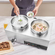 VEVOR Electric Soup Warmer, Dual 7.4QT Stainless Steel Round Pot 86~185°F Adjustable Temp, 1200W Commercial Bain Marie with Anti-dry Burn and Reset Button, Soup Station for Restaurant, Buffet, Silver