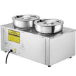 VEVOR Electric Soup Warmer, Dual 7.4QT Stainless Steel Round Pot 86~185°F Adjustable Temp, 1200W Commercial Bain Marie with Anti-dry Burn and Reset Button, Soup Station for Restaurant, Buffet, Silver