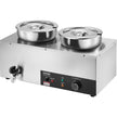 VEVOR Electric Soup Warmer, Dual 7.4QT Stainless Steel Round Pot 86~185°F Adjustable Temp, 1200W Commercial Bain Marie with Anti-dry Burn and Reset Button, Soup Station for Restaurant, Buffet, Silver