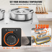 VEVOR Electric Soup Warmer, Three 7.4QT Stainless Steel Round Pot 86~185°F Adjustable Temp, 1200W Commercial Bain Marie with Anti-dry Burn and Reset Button, Soup Station for Restaurant, Buffet, Silver