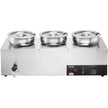 VEVOR Electric Soup Warmer, Three 7.4QT Stainless Steel Round Pot 86~185°F Adjustable Temp, 1200W Commercial Bain Marie with Anti-dry Burn and Reset Button, Soup Station for Restaurant, Buffet, Silver