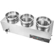 VEVOR Electric Soup Warmer, Three 7.4QT Stainless Steel Round Pot 86~185°F Adjustable Temp, 1200W Commercial Bain Marie with Anti-dry Burn and Reset Button, Soup Station for Restaurant, Buffet, Silver