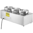 VEVOR Electric Soup Warmer, Three 7.4QT Stainless Steel Round Pot 86~185°F Adjustable Temp, 1200W Commercial Bain Marie with Anti-dry Burn and Reset Button, Soup Station for Restaurant, Buffet, Silver