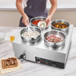 VEVOR Electric Soup Warmer, Four 7.4QT Stainless Steel Round Pot 86~185°F Adjustable Temp, 1500W Commercial Bain Marie with Anti-dry Burn and Reset Button, Soup Station for Restaurant, Buffet, Silver