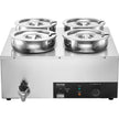 VEVOR Electric Soup Warmer, Four 7.4QT Stainless Steel Round Pot 86~185°F Adjustable Temp, 1500W Commercial Bain Marie with Anti-dry Burn and Reset Button, Soup Station for Restaurant, Buffet, Silver