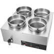 VEVOR Electric Soup Warmer, Four 7.4QT Stainless Steel Round Pot 86~185°F Adjustable Temp, 1500W Commercial Bain Marie with Anti-dry Burn and Reset Button, Soup Station for Restaurant, Buffet, Silver