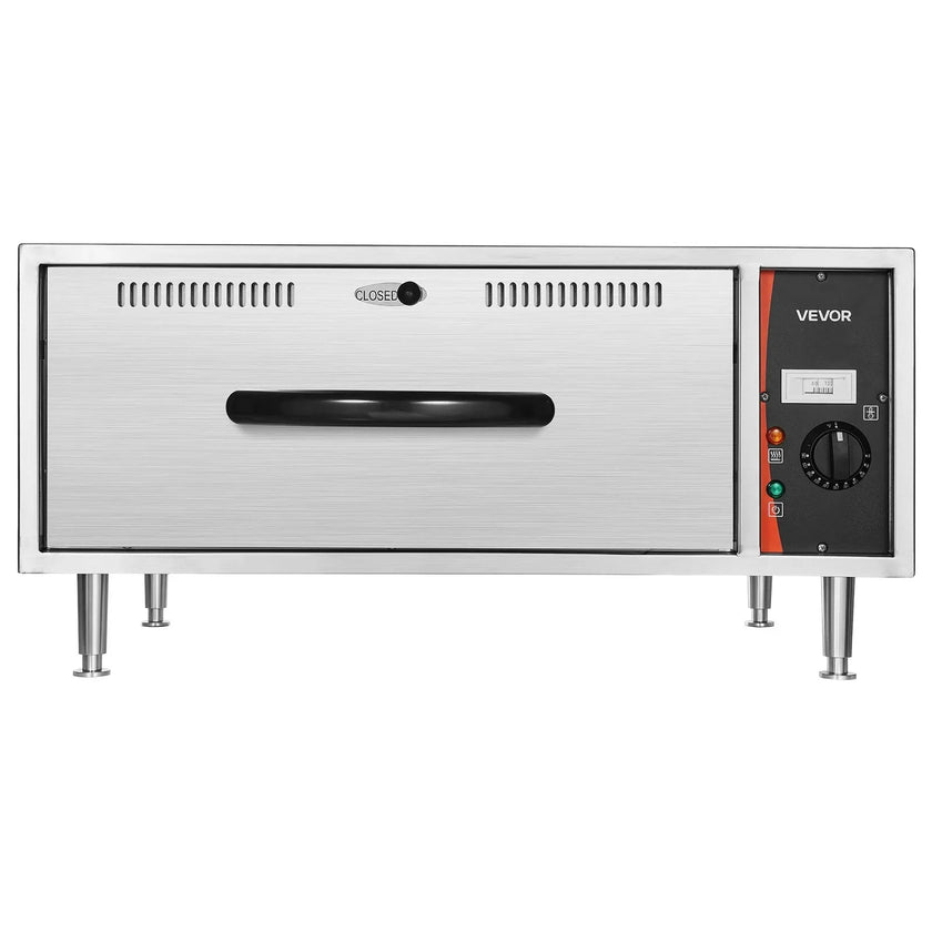 VEVOR Commercial Electric Drawer Warmer, Single-Drawer Stainless Steel Food Warmer, Freestanding Standard Warming Drawer Cabinet, 85°F–185°F Wide Temperature Range, for Restaurant, Hotel & Bakery