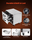 VEVOR Commercial Electric Drawer Warmer, Two-Drawer Stainless Steel Food Warmer, Freestanding Standard Warming Drawer Cabinet, 85°F–185°F Wide Temperature Range, for Restaurant, Hotel Buffet & Bakery