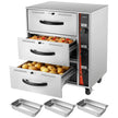 VEVOR Commercial Electric Drawer Warmer, Three-Drawer Stainless Steel Food Warmer, Freestanding Standard Warming Drawer Cabinet, 85°F–185°F Wide Temperature Range, for Restaurant, Hotel Buffet, Bakery