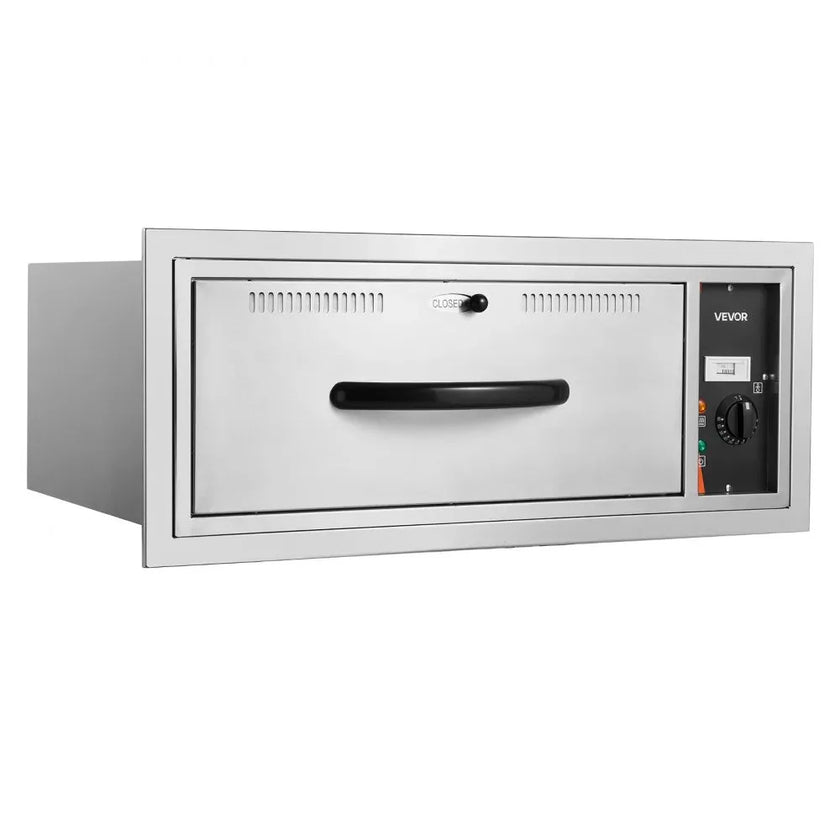 VEVOR Commercial Electric Drawer Warmer, Single-Drawer Stainless Steel Food Warmer, Built-in Installation Warming Drawer Cabinet, 85°F–185°F Wide Temperature Range, for Restaurant, Hotel & Bakery