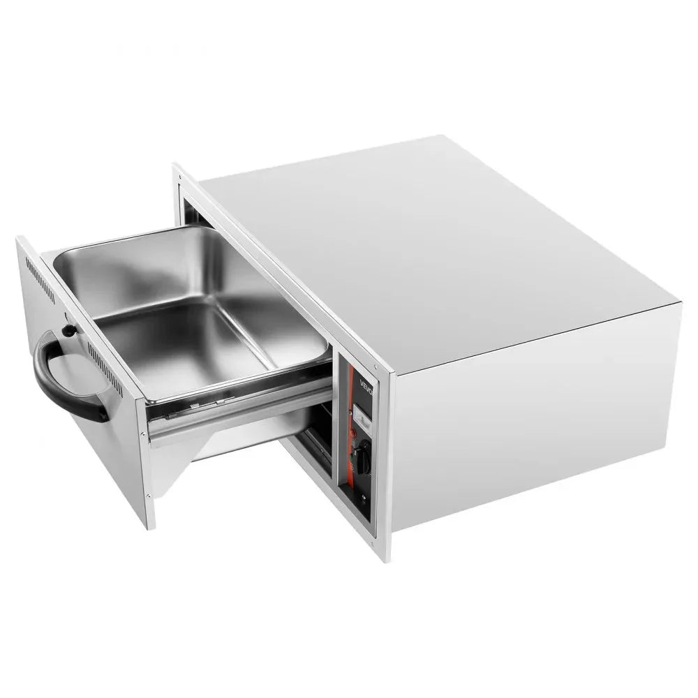 VEVOR Commercial Electric Drawer Warmer, Single-Drawer Stainless Steel Food Warmer, Built-in Installation Warming Drawer Cabinet, 85°F–185°F Wide Temperature Range, for Restaurant, Hotel & Bakery