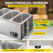 VEVOR 110V Commercial Food Warmer Electric Food Warmer 3-Pan with Tap Stainless Steel Bain Marie Buffet 850W Food Warmer Steam Table for Catering and Restaurants (3-Pan/850W)