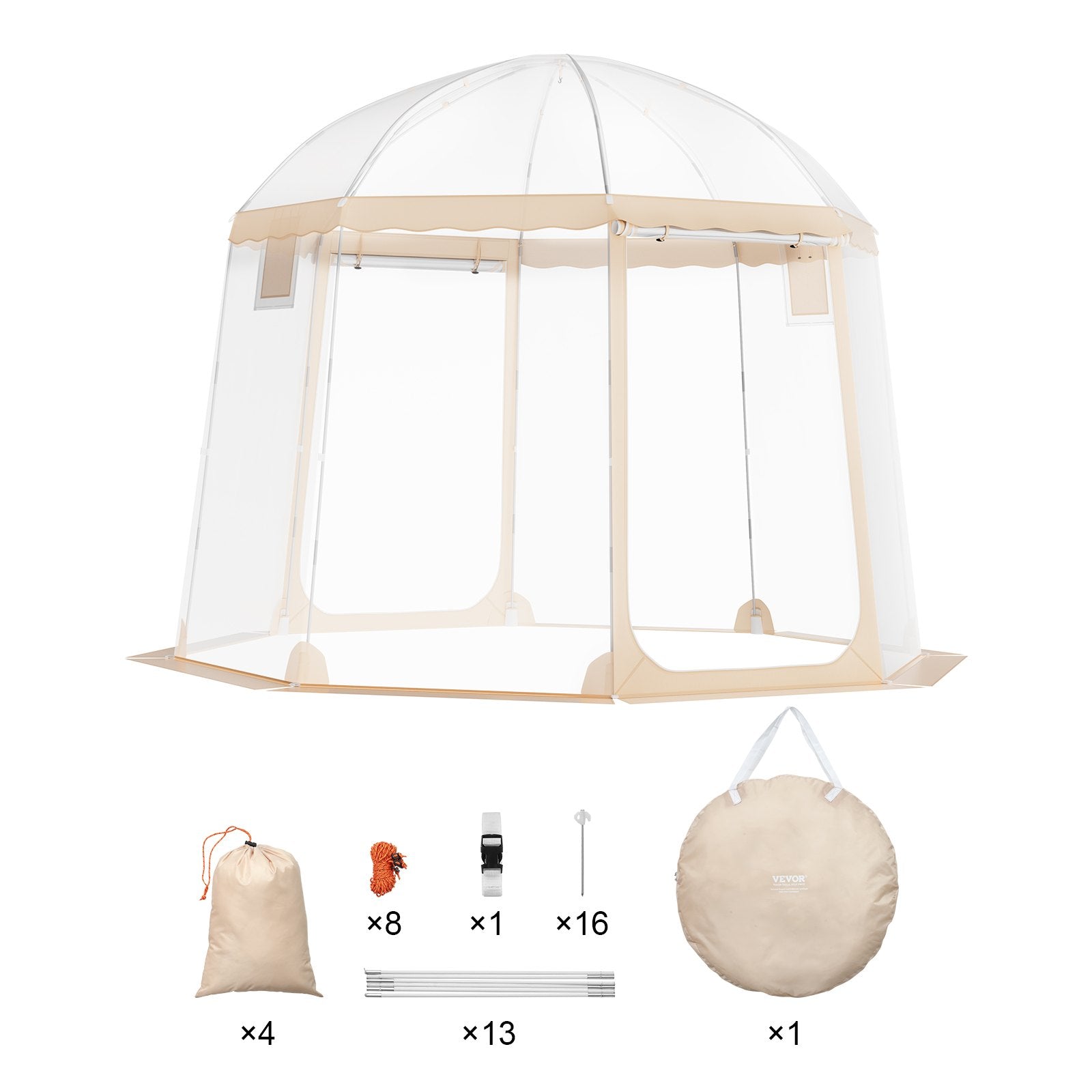 VEVOR Sports Tent Instant Pop-Up Tent Shelter Weather Proof 4-8 People Clear