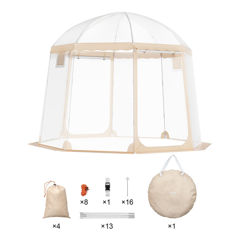VEVOR Sports Tent Instant Pop-Up Tent Shelter Weather Proof 4-8 People Clear