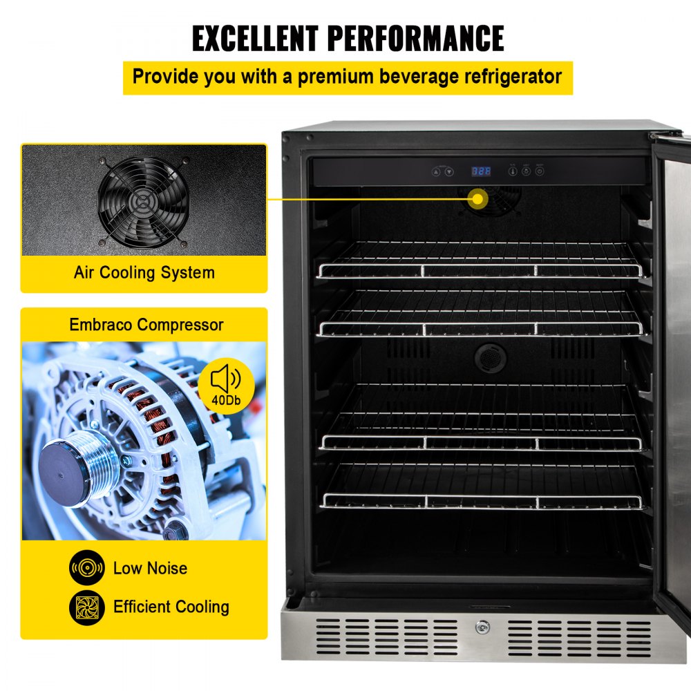 5.3 Cu. Ft Built-in Stainless Steel Beverage Cooler 150L Reversible Door