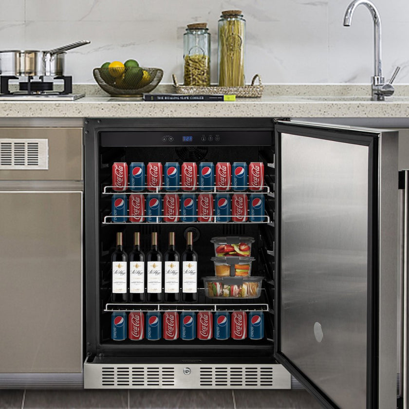 5.3 Cu. Ft Built-in Stainless Steel Beverage Cooler 150L Reversible Door