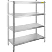 VEVOR Stainless Steel Shelving 46.8x18.5 Inch 4 Tier Adjustable Shelf Storage Unit Stainless Steel Heavy Duty Shelving for Kitchen Commercial Office Garage Storage 330lb Per Shelf