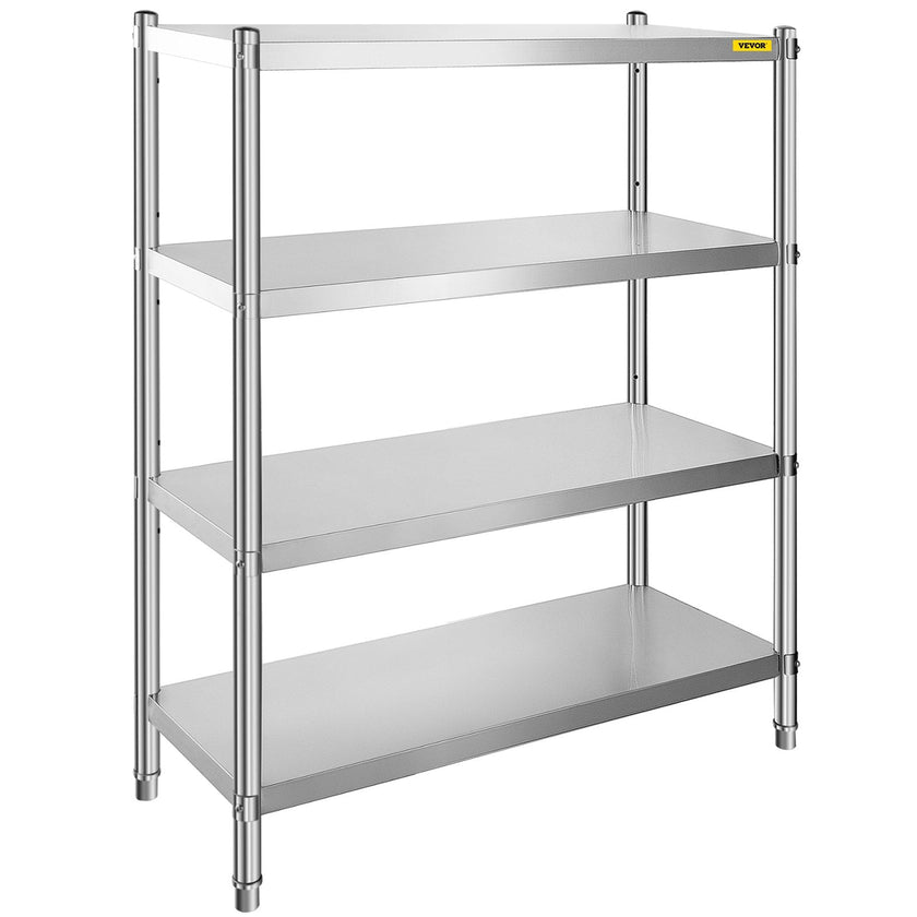 VEVOR Stainless Steel Shelving 46.8x18.5 Inch 4 Tier Adjustable Shelf Storage Unit Stainless Steel Heavy Duty Shelving for Kitchen Commercial Office Garage Storage 330lb Per Shelf
