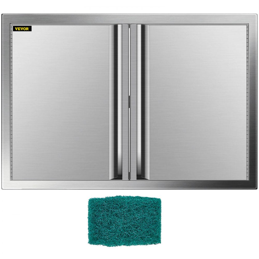 VEVOR BBQ Access Door 30.5W x 21H Inch, Double BBQ Door Stainless Steel with Recessed Handle, Outdoor Kitchen Doors for BBQ Island, Grill Station, Outside Cabinet