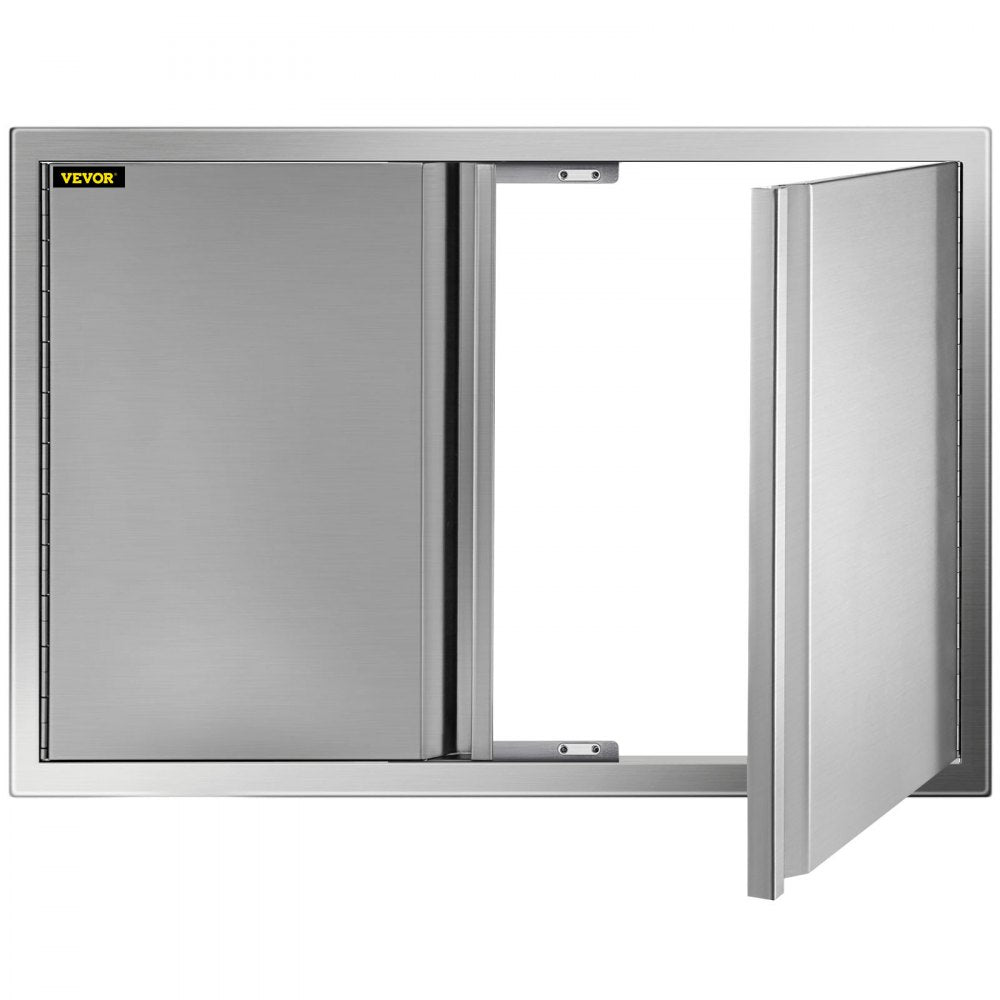 VEVOR BBQ Access Door 30.5W x 21H Inch, Double BBQ Door Stainless Steel with Recessed Handle, Outdoor Kitchen Doors for BBQ Island, Grill Station, Outside Cabinet