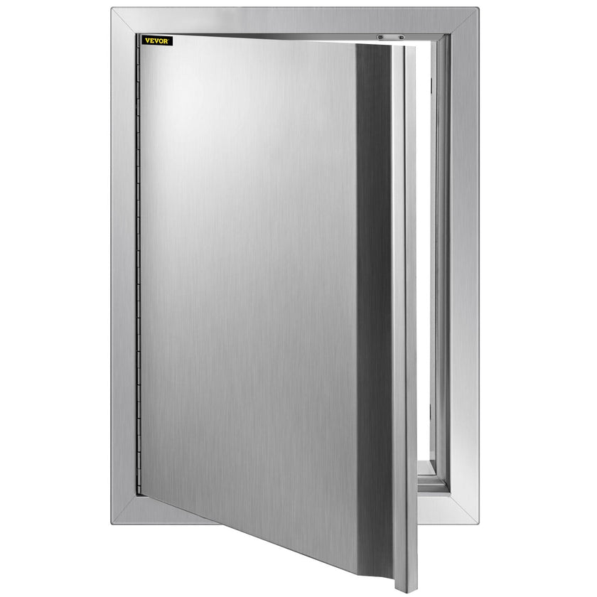 VEVOR BBQ Access Door 17W x 24H Inch, Vertical Single BBQ Door Stainless Steel with Recessed Handle, Outdoor Kitchen Doors for BBQ Island, Grill Station, Outside Cabinet