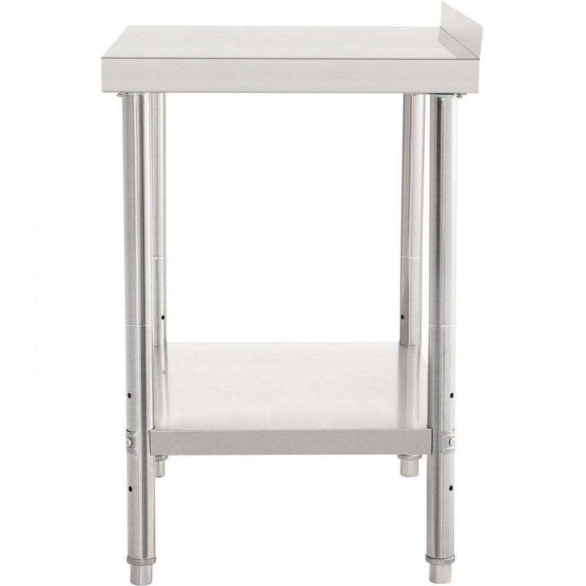 VEVOR Stainless Steel Prep Table, 30 x 24 x 35 Inch, 440lbs Load Capacity Heavy Duty Metal Worktable with Backsplash and Adjustable Undershelf, Commercial Workstation for Kitchen Restaurant