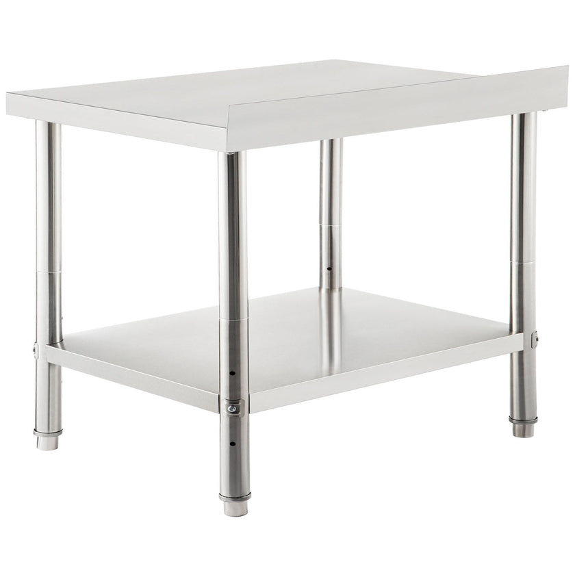 VEVOR Stainless Steel Prep Table, 36 x 24 x 35 Inch, 440lbs Load Capacity Heavy Duty Metal Worktable with Backsplash and Adjustable Undershelf, Commercial Workstation for Kitchen Restaurant