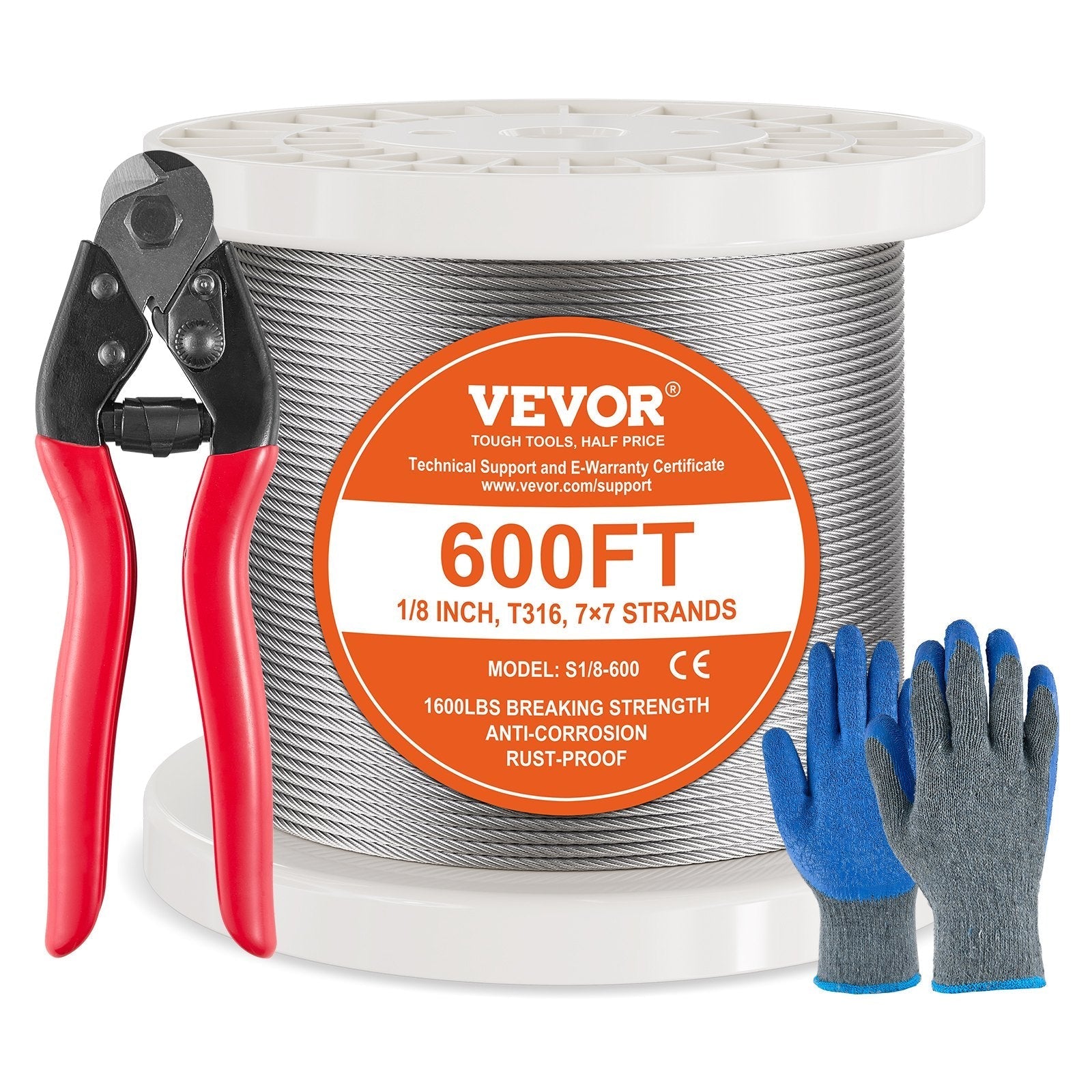 VEVOR T316 Stainless Steel Cable 1/8