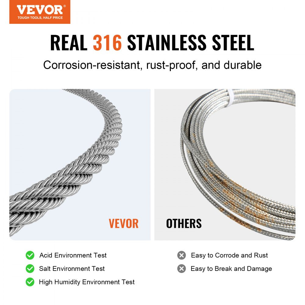 VEVOR T316 Stainless Steel Cable 1/8
