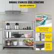 VEVOR Stainless Steel Shelving 60x18.5 Inch 4 Tier Adjustable Shelf Storage Unit Stainless Steel Heavy Duty Shelving for Kitchen Commercial Office Garage Storage 330lb Per Shelf
