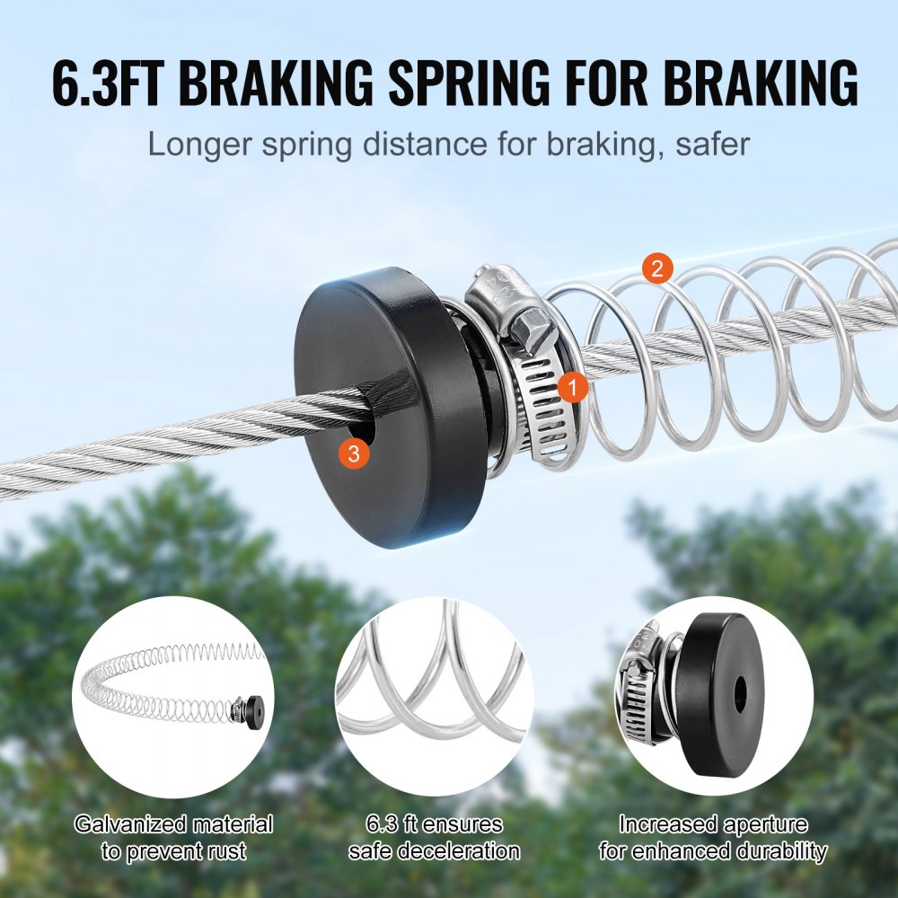 EVOR Zipline Kit for Kids and Adult, 100 ft Zip Line Kits Up to 500 lb, Backyard Outdoor Quick Setup Zipline, Playground Entertainment with Stainless Steel Zipline, Spring Brake, Safety Harness, Seat
